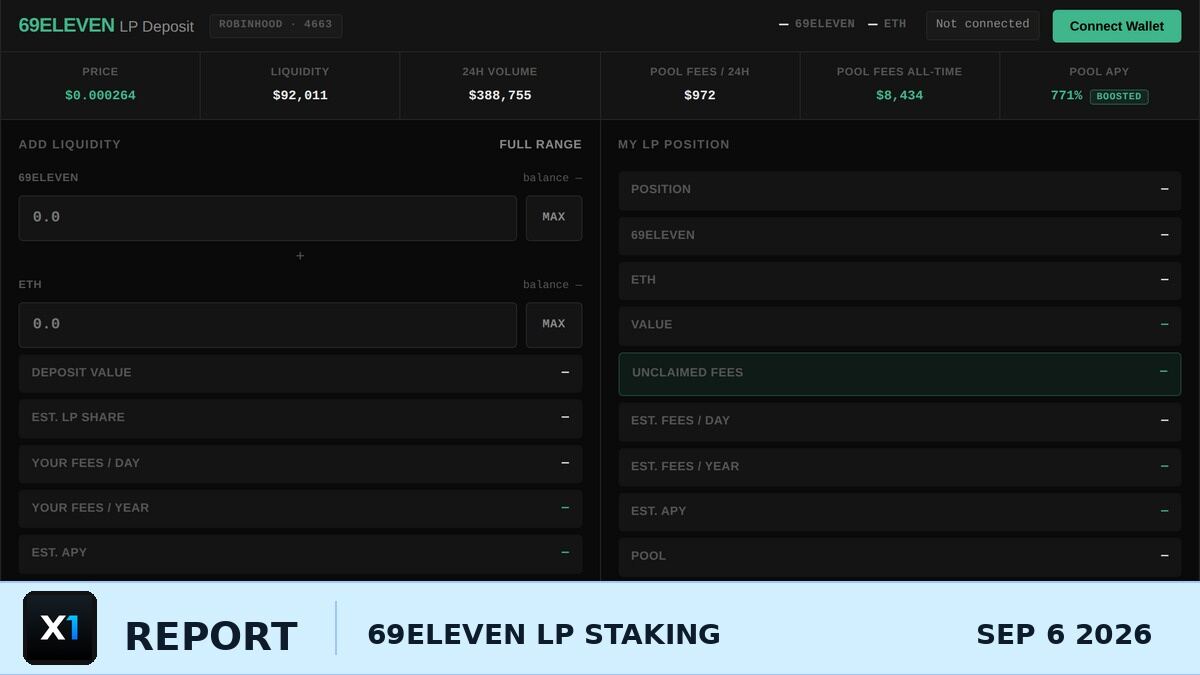 69Eleven: Jack Levin's Reflection Token on Robinhood Chain, and the LP App Paying 771%