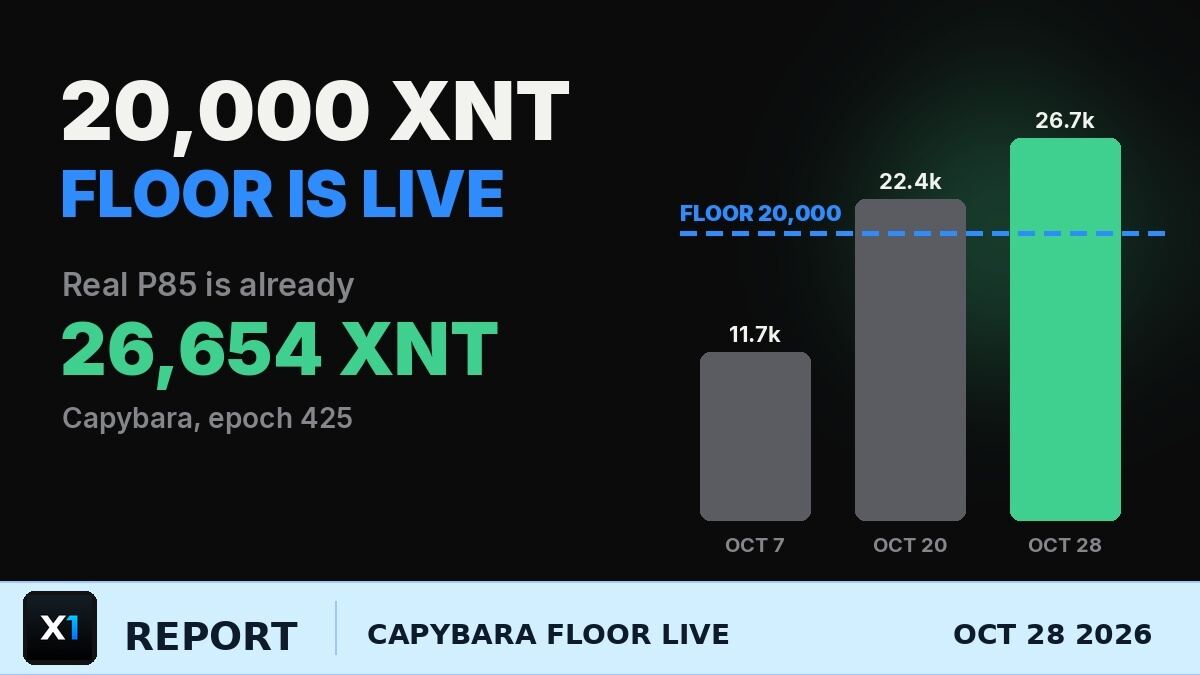 Capybara's 20,000 XNT Floor Is Live. The Real P85 Is 26,654