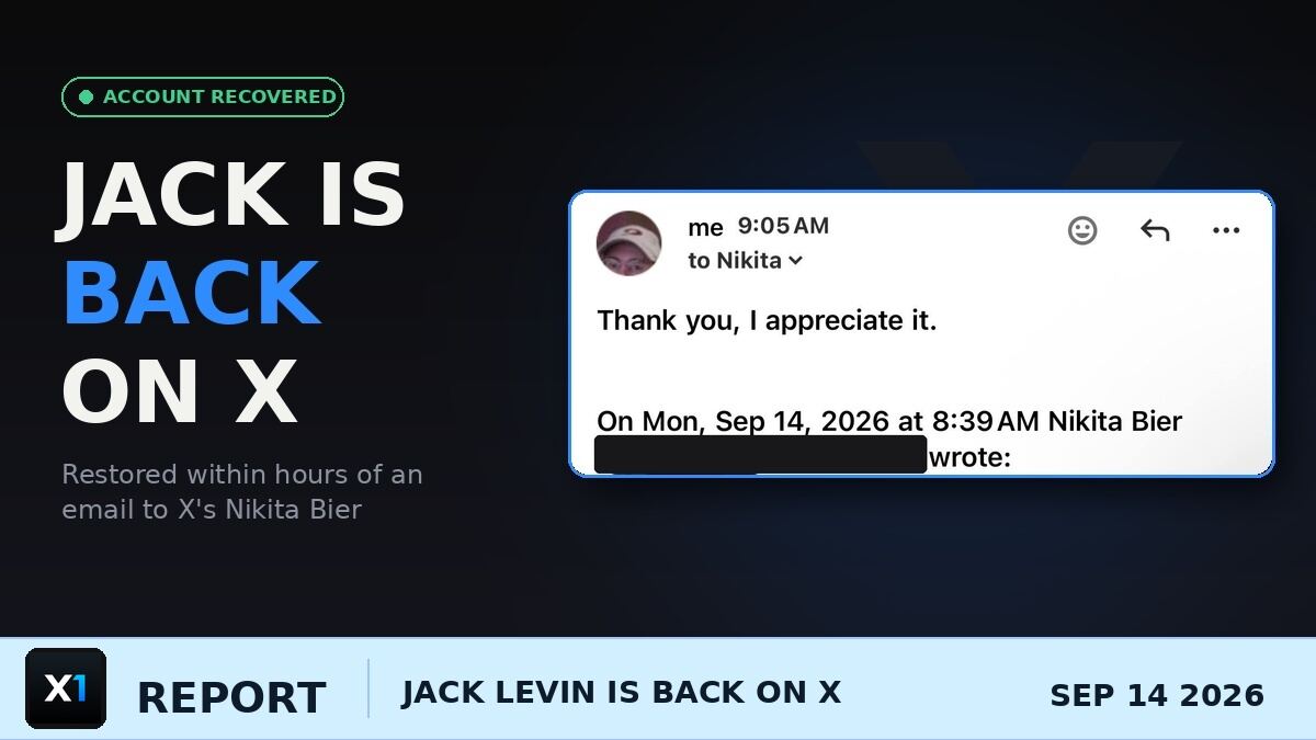 Jack Levin's X Account Is Back After a Direct Appeal to X Head of Product Nikita Bier