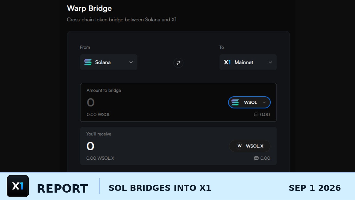 SOL Lands on X1: Warp Bridge Adds wSOL as Its Fourth Asset