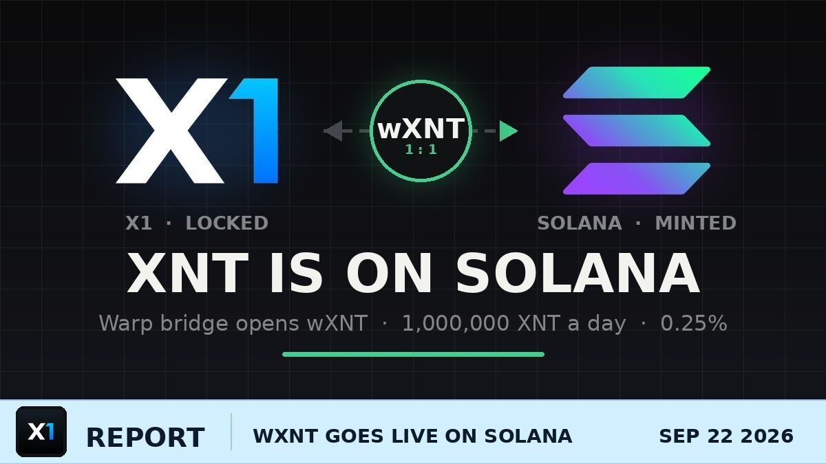 wXNT Is Live: XNT Can Now Leave X1 for Solana, and the Terminal Is Next