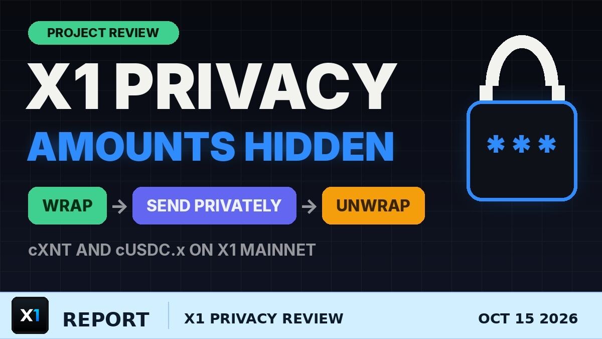 X1 Privacy Review: Confidential XNT and USDC.x Transfers With the Amounts Hidden On-Chain